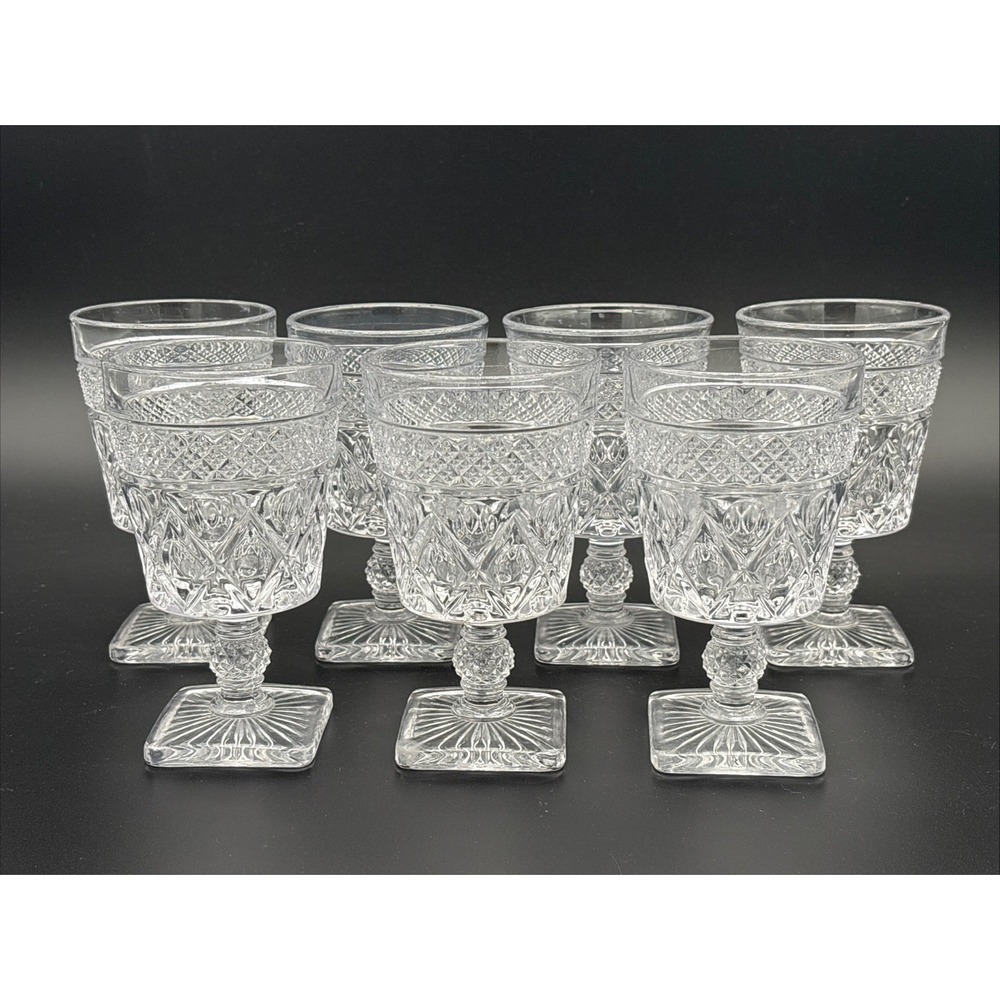 Vintage Imperial Glass Cape Cod Clear Water Goblets - Matching Set of 7